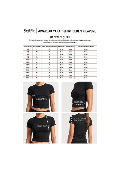 Auw Kadın Bisiklet Yaka Pamuklu Modal T-shirt 2'li - Softfit Vizon - Siyah