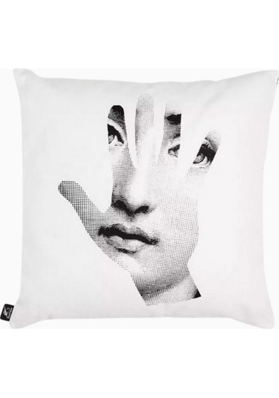 Fornasetti Mano Dekoratif Yastık, Çift Taraflı Sanat Ve Koleksiyonluk Yastık Kılıfı Beyaz 40 X 40