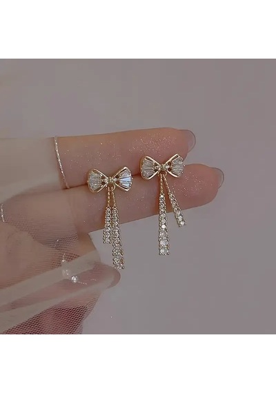 Fm Kadınlar İçin Işıltılı Fiyonk Küpeler Şık Günlük Takı, Altın Ton Özel Günler İçin Mükemmel Hediye Gold