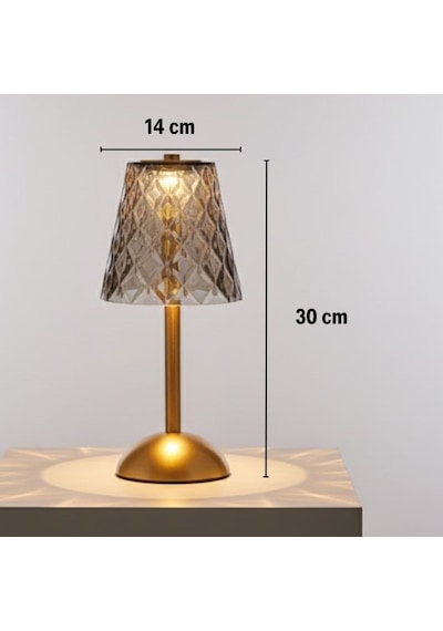 Buffer Uzun Klasik Gri Baklava Model Led Masa Lambası Dokunmatik, 3 Renk Işık Modlu, Şarjl Çok Renkli