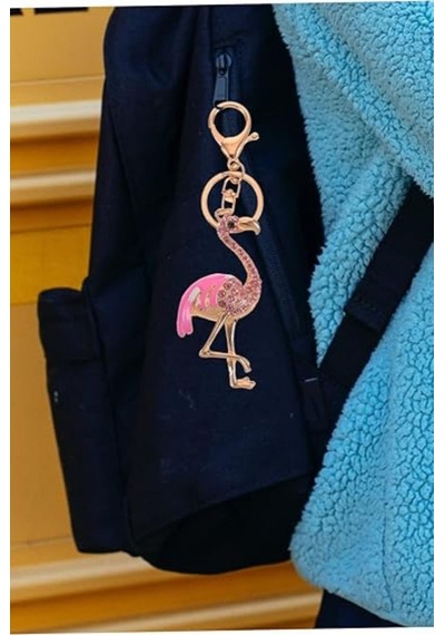Pembeli Taşlı Flamingo Anahtarlık Hediyelik Anahtarlıkı Çanta Aksesuarı Allı Turna Anahtarlık