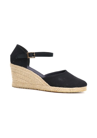 Star Tombis Gerçek Elişi Siyah Kadın Dolgu Topuk Espadril Handmade Siyah
