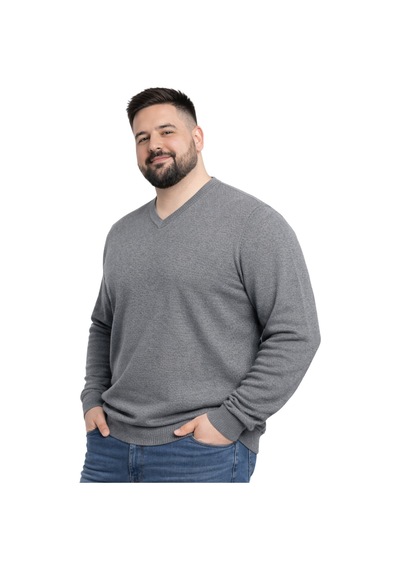 Battalmoda Erkek Büyük Beden Füme V Yaka Triko Kazak 3xl-4xl-5xl-6xl