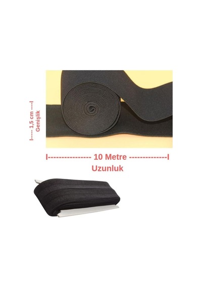 Siyah Don Lastiği 1.5 Cm Yassı Bel Paça Lastik Maske Lastiği