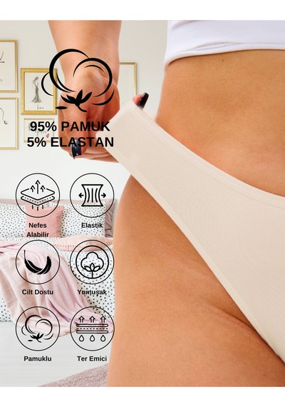Alya Underwear Kadın Külot Pamuklu String - 5 Adet Siyah Tanga S, M, L, Xl Multicolor-p20
