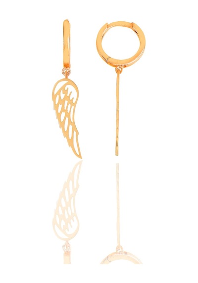 Söğütlü Silver Gümüş Rose Kanat Küpe Barcode Gold - Rose Gold - Rodyum