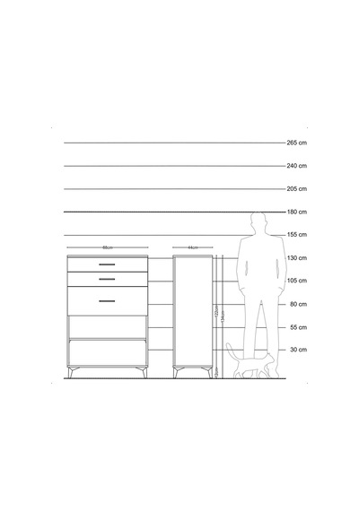 Hyperion Dolap Tek Raflı 3 Çekmeceli 88x44x134 Çam-çam Atlas Çam