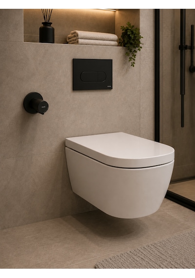 Vitra Mat Siyah Gömme Rezervuar Kumanda Paneli+taharet Musluğu 2li Set
