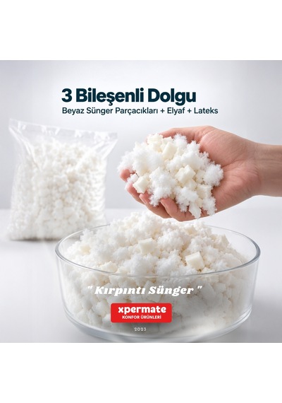 Kırpıntı Sünger Dolgu Malzemesi Beyaz Sünger Parçacıkları Elyaf Kırpık Sünger Dolgu Lateks 1 Kg