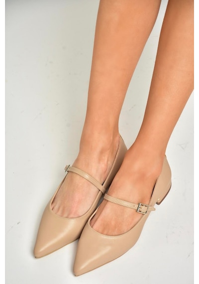 Fox Shoes U725512209 Ten Sivri Burunlu Kadın Babet Ten-suni Deri Ten Rengi