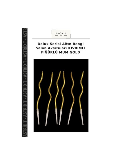 Delux Serisi Altın Rengi Salon Aksesuarı Kıvrımlı Fiğürlü Mum Gold