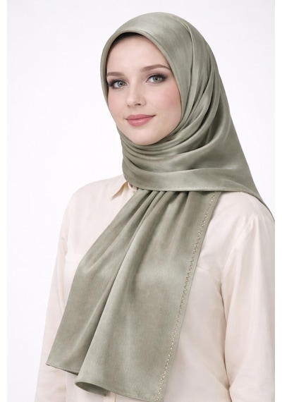 Mim Eşarp Mısırlı Eşarpları Taşlı Jan Jan Abiye Şal 75x190 Cm Vizon