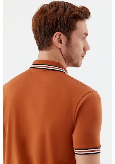 Düğmeli Polo Yaka Erkek T-shirt Kiremit