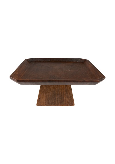 Akayev Ahşap Ayaklı Kare 25 Cm Sunum Tabağı Kahverengi