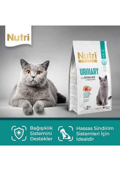 Nutri Feline Urinary Glutensiz Somonlu Düşük Tahıllı Yetişkin Kedi Maması 2 KG