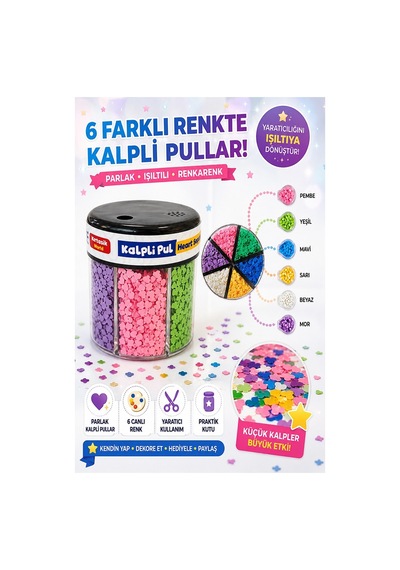 Kalpli Pul Standlı 6 Renk 60gr 1 Paket Bubu Parlak Pul Okul Sınıf Etkinlik Resim Dekarasyon Hobi Süsleme Sanat