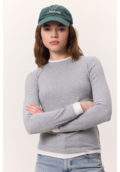 Manuka Uzun Kollu Garnili Body Gri Melanj Gri Melanj