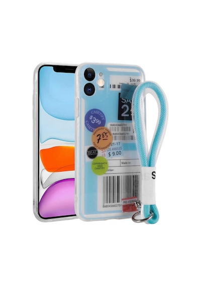 Apple Uyumlu iPhone 11 Kılıf Desenli El Askılı İpli Zore Astana Silikon Kapak Etiket
