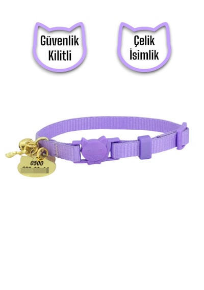 İsimli, Güvenlik Kilitli Kedi Tasması- , İsimlikli Tasma Llkkdz
