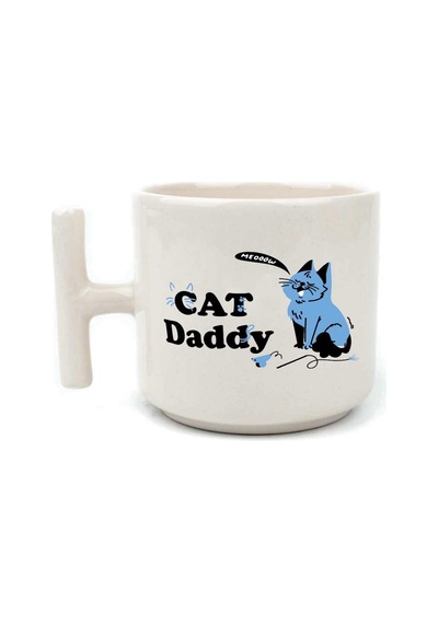 Cat Daddy Baskılı Beyaz Kulplu T Kupa