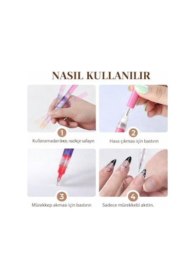 Rıvano 12 Renk Oje Sanatı Kalemi Seti, Su Bazlı Hızlı Kuruyan Tırnak Art Kalemi, Çocuklar Ve Yetişkinler İçin K