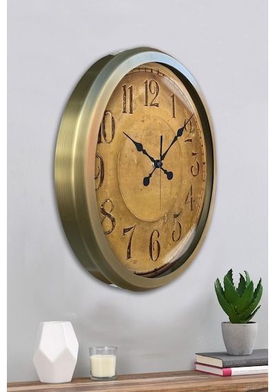 Bronz Nostalji 52 Cm Metal Eskitme Duvar Saati