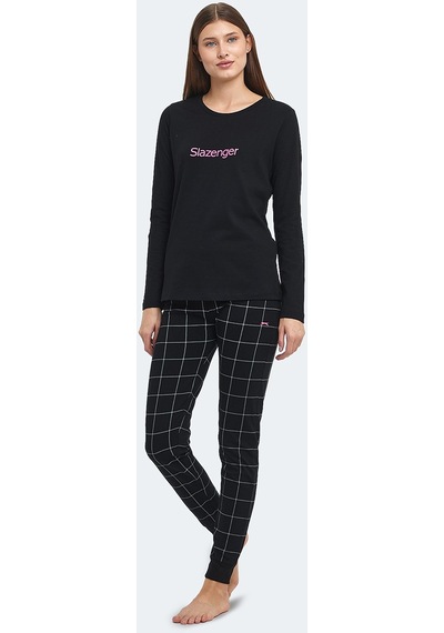 Slazenger PAOLINA IN Kadın Pamuklu Siyah / Fuşya Pijama