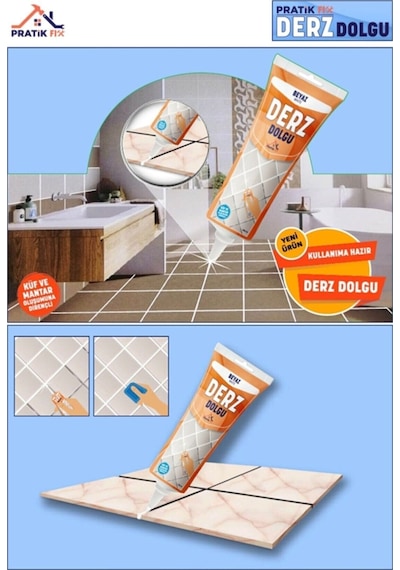 Pratikfix Kullanıma Hazır Derz Dolgu Beyaz 400 Gr-eski Derz Üzerine Uygulanır-su Kaçaklarını Önler B