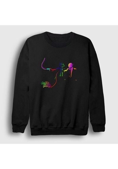 Presmono Unisex Pulp Fiction Daft Punk Sweatshirt Siyah