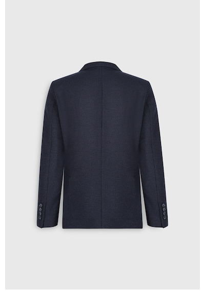 Ac&Co / Altınyıldız Classics Erkek Lacı Yünlü Slim Fit Dar Kesim Mono Yaka Armürlü Torba Cepli Ceket Lacı Lacivert
