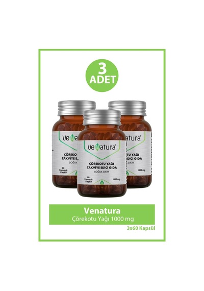 Venatura Çörekotu Yağı 1000 Mg 60 Yumuşak Kapsül 3 Adet