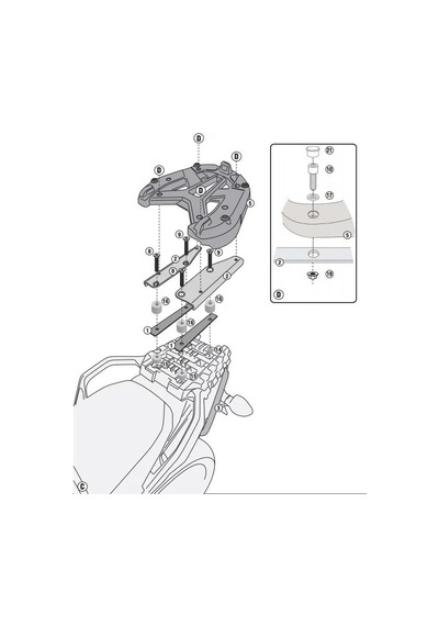 Gıvı Sr3105 Suzukı Dl 1000 V-strom 14-16 Arka Çanta Taşıyıcı Tek Renk