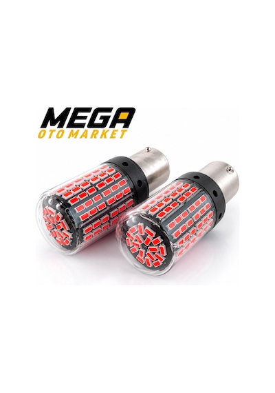 Mega Oto Market 12v 93 Tip 144 Led Kırmızı Oto Ampul 2 Adet Stop, Fren Ve Sinyal Led Lambası
