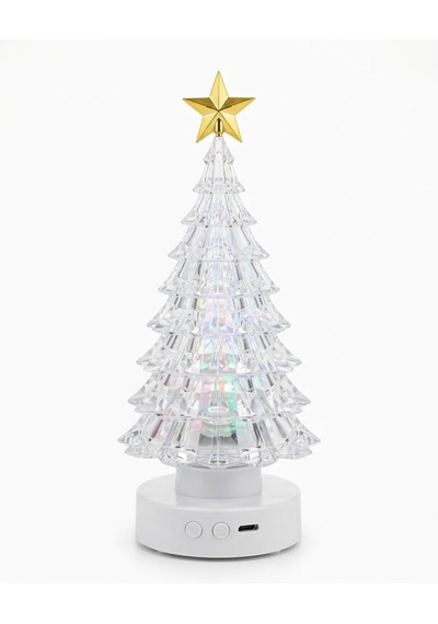 Led Işıklı Kristal Görünümlü Yılbaşı Ağacı Dekoratif Masa Süsü 17 CM