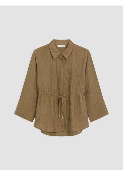 Lcwaıkıkı Classic Kahverengi Oversize Armürlü Kadın Gömlek