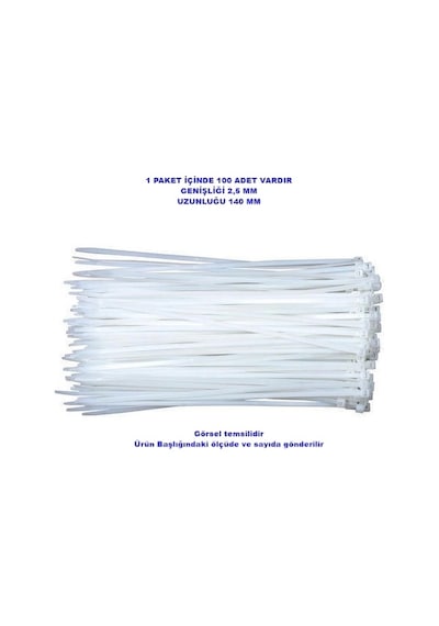 Pemsan Kablo Bağı 2,5x140 Beyaz 100 Adet