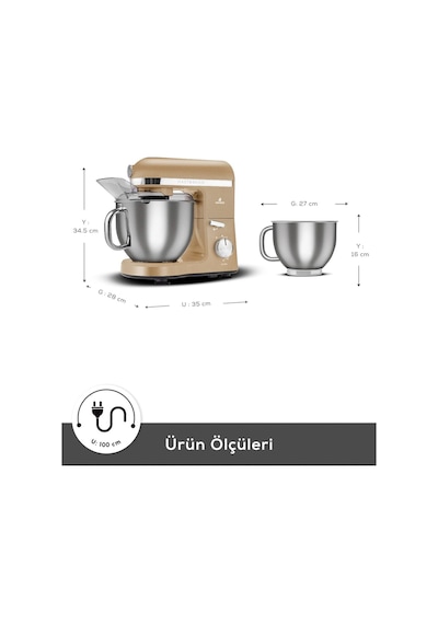 Karaca Mastermaid Chef Pro 1750 W Çift Kollu Stand Mikser