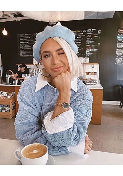 Eke Tekstil Bebe Mavi Fransız Ressam Avusturalya Yünü Keçe Bere Bebe Mavisi