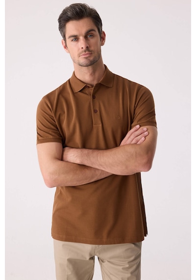 Erkek Kiremit Polo Yaka %100 Pamuk Tişört