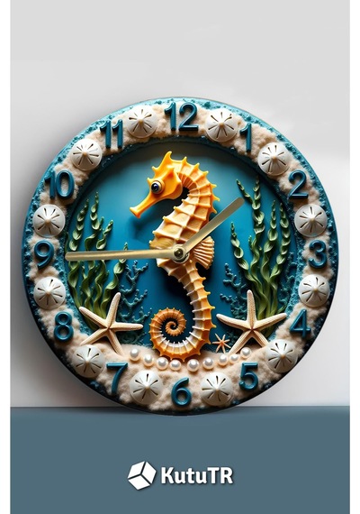 Denizatı Temalı 3d Görünümlü Mdf Duvar Saati Çift Katmanlı 33 Cm Sdw341 Renkli