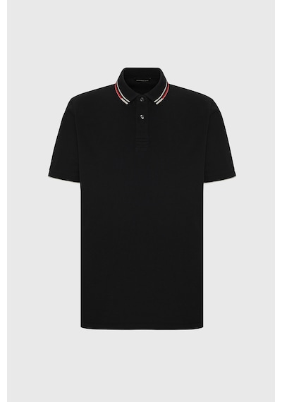 Ac&co Erkek Sıyah Slim Fit Dar Kesim %100 Pamuk Polo Yaka Tişört Siyah