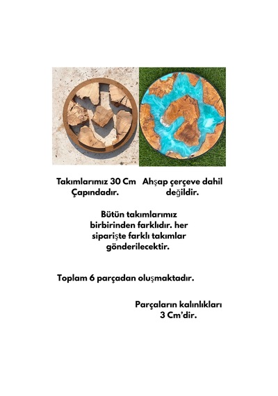 Ham Zeytin Ağacı Planyalanmış Epoksi İçin Doğal Ahşap Parçaları Çap 30 Cm Kahverengi Kahverengi