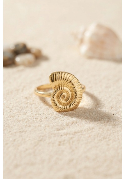 Nautilus Tasarım Gold Renk Kadın Yüzük Sarı