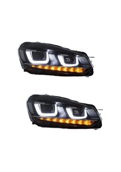 Volkswagen Golf 6 Uyumlu Yedek Parça U Led Far Krom