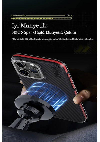 Cosmotex Joko İphone 15 Pro Kılıf Aramid 600d Kevlar Karbon Fiber Magsafe Kapak - Lacivert