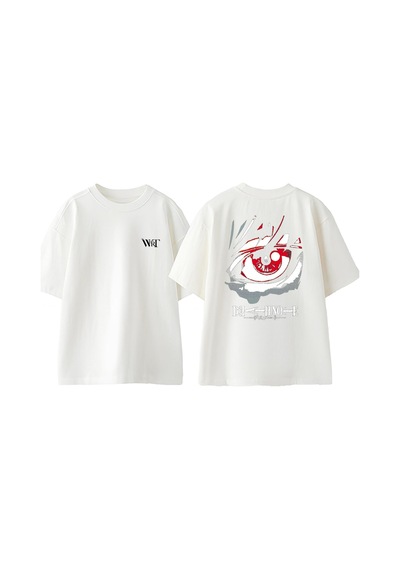 Thewert Death Note Kira Eye Tasarım Sırt Baskılı Pamuk Beyaz Oversize T-shirt