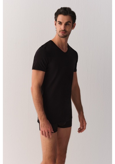 Suwen Warming Men V Yaka T-shirt Sw0004607n012 Siyah