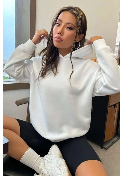 Free Grafiti Sırt Baskılı Sweatshirt Beyaz