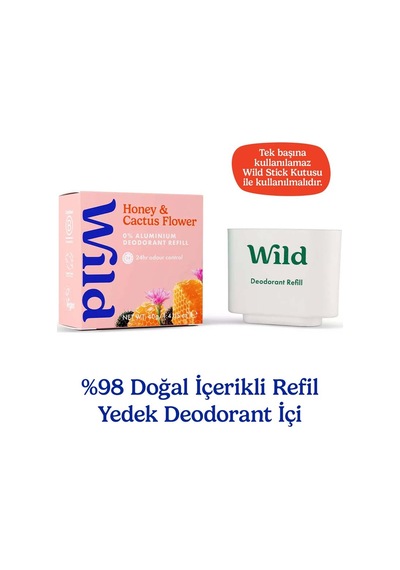 Wild Refill Yedek Stick Deodorant İçi %98 Doğal Formül - Honey & Cactus Flower 40 Gram