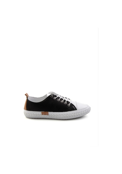 Siyah Hakiki Deri Kadın Sneaker K01465065403 Siyah